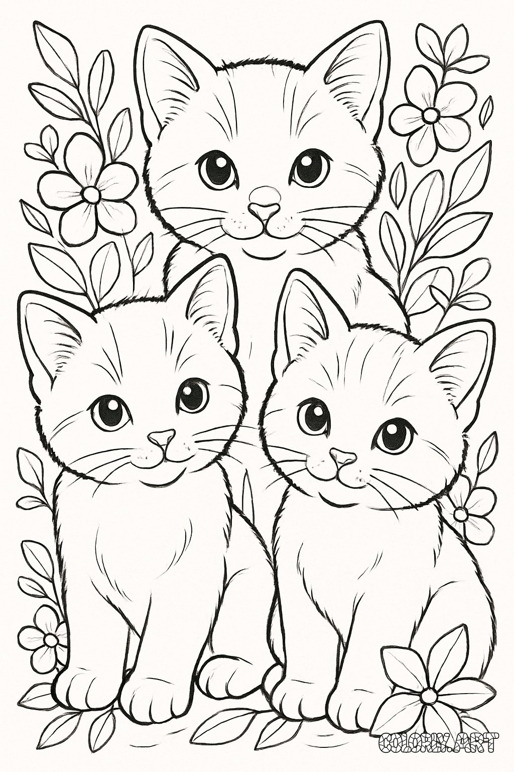 Adorable Kitten Coloring Book Page Colorly.art