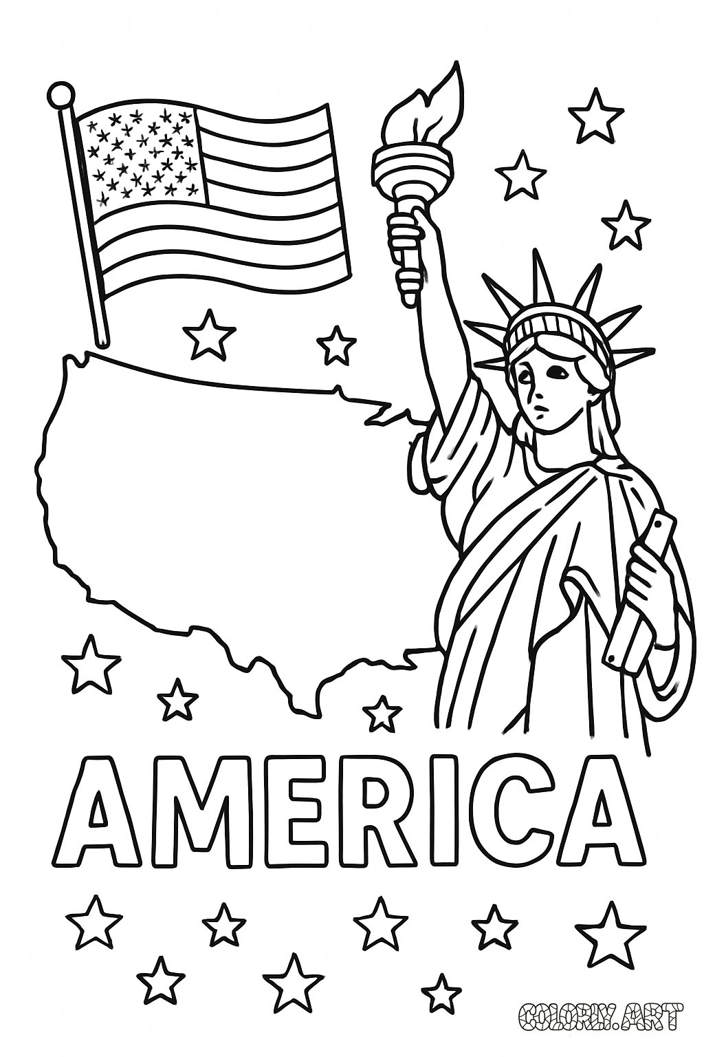 American Page Coloring Book Page Colorly.art V2 