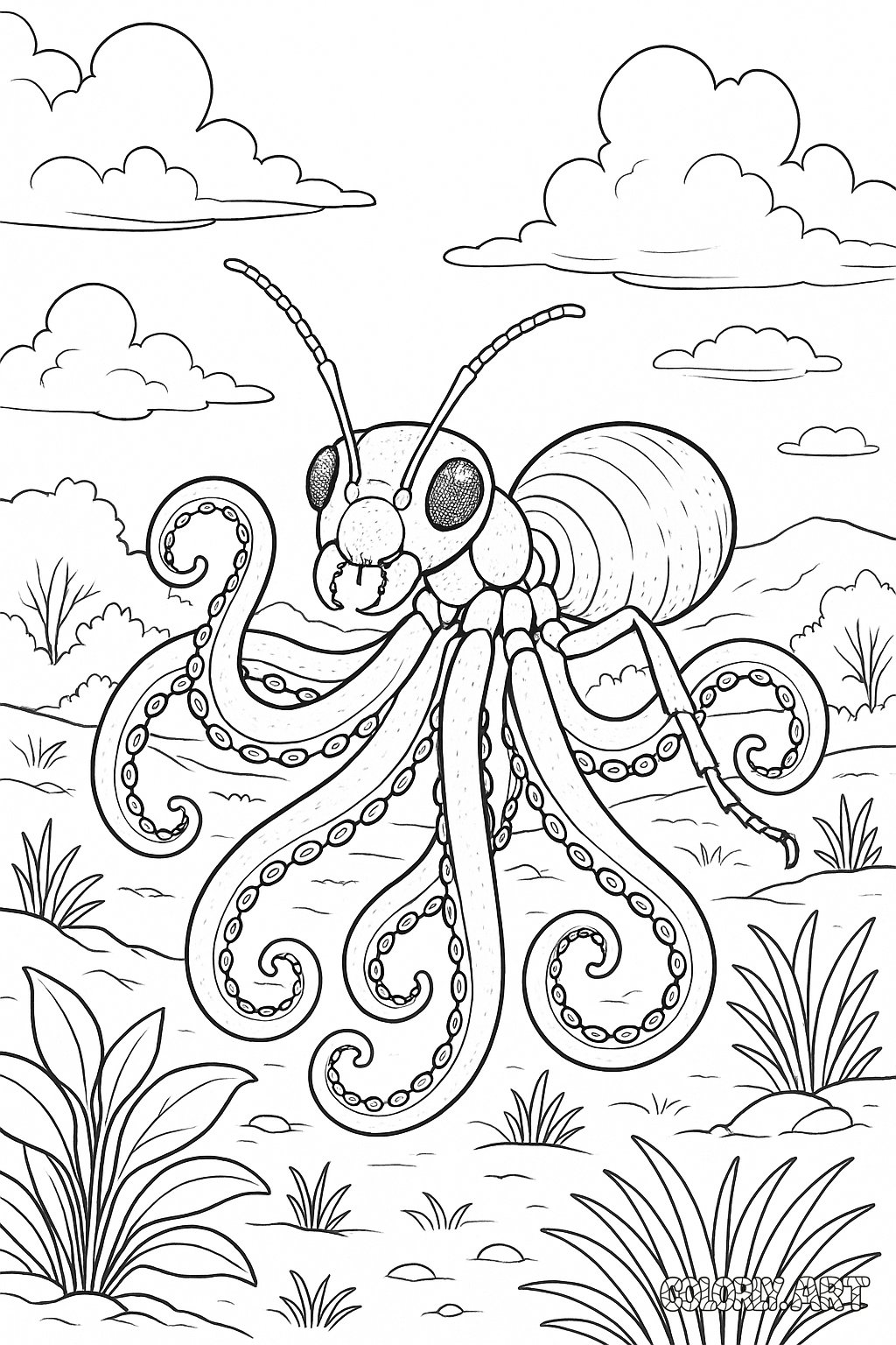 Ant Octopus Coloring  V2 