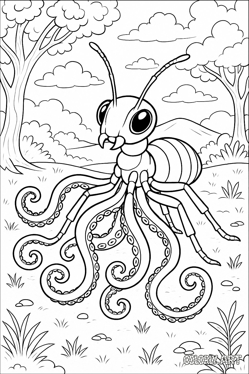 Ant Octopus Coloring 