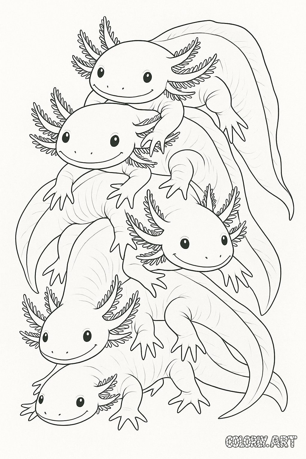 Axolotl Coloring Page Coloring Book Page Colorly.art