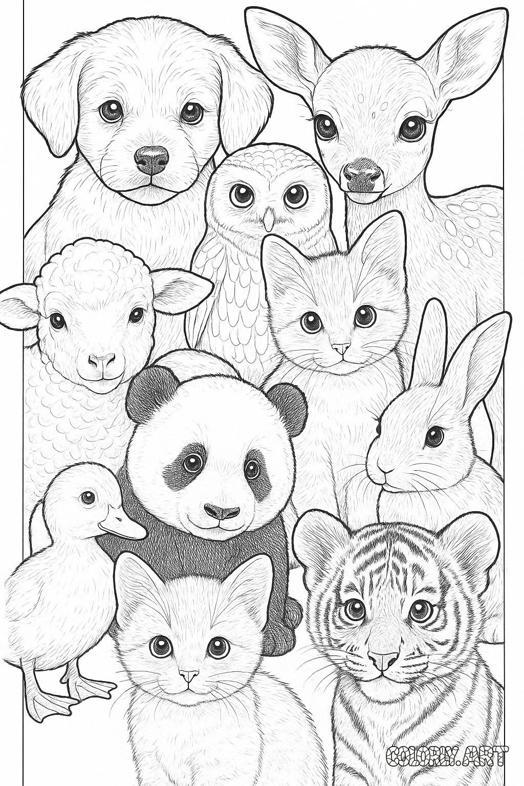 Baby Animal Coloring Page Coloring Book Page Colorly.art V2 