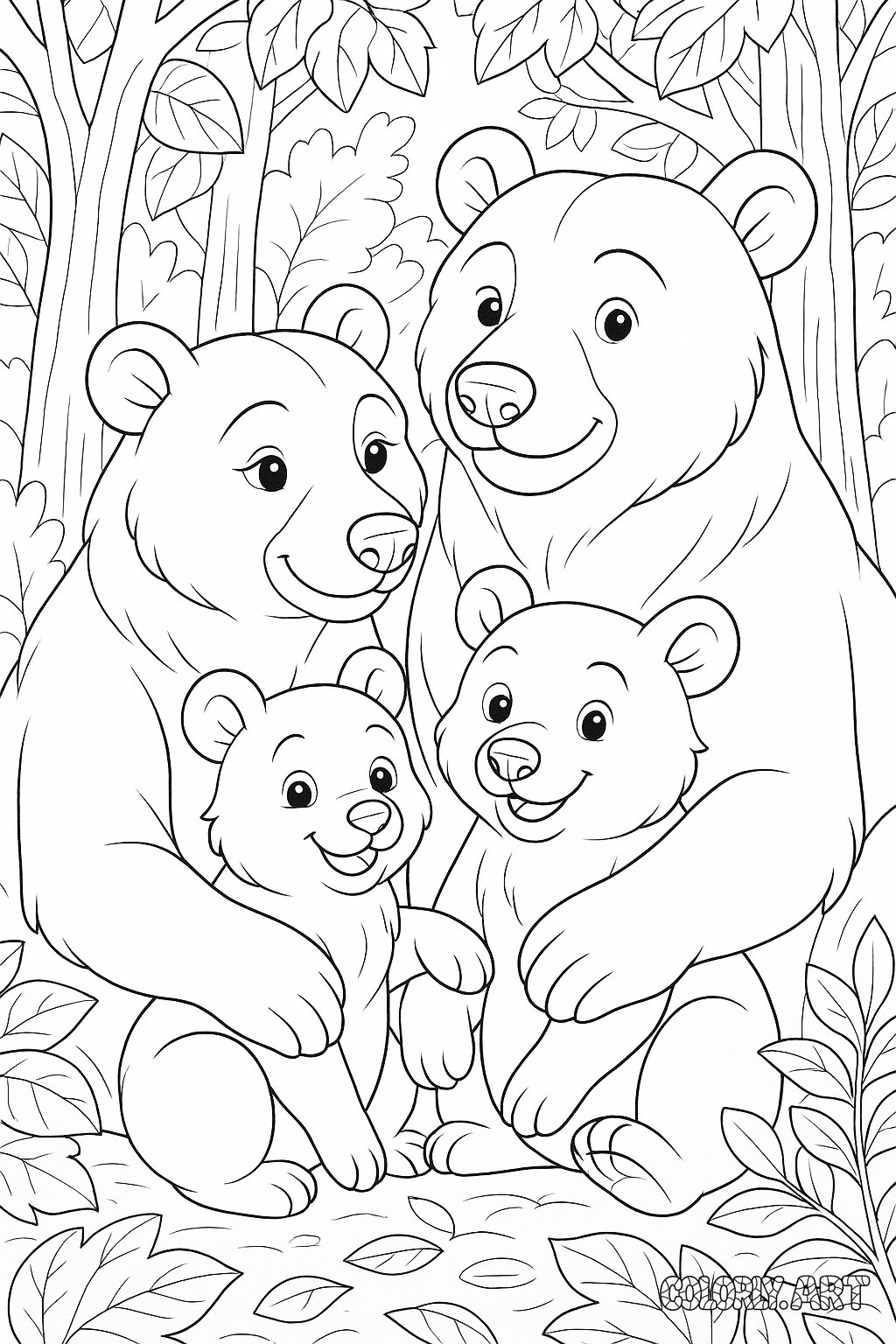 Bear Family Coloring Book Page Colorly.art V2 