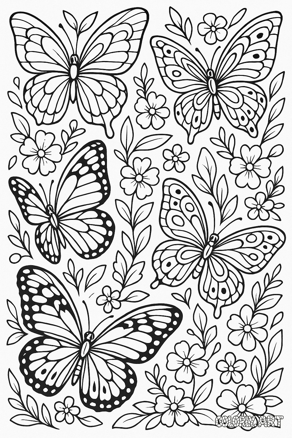 Butterfly Page Coloring Book Page Colorly.art