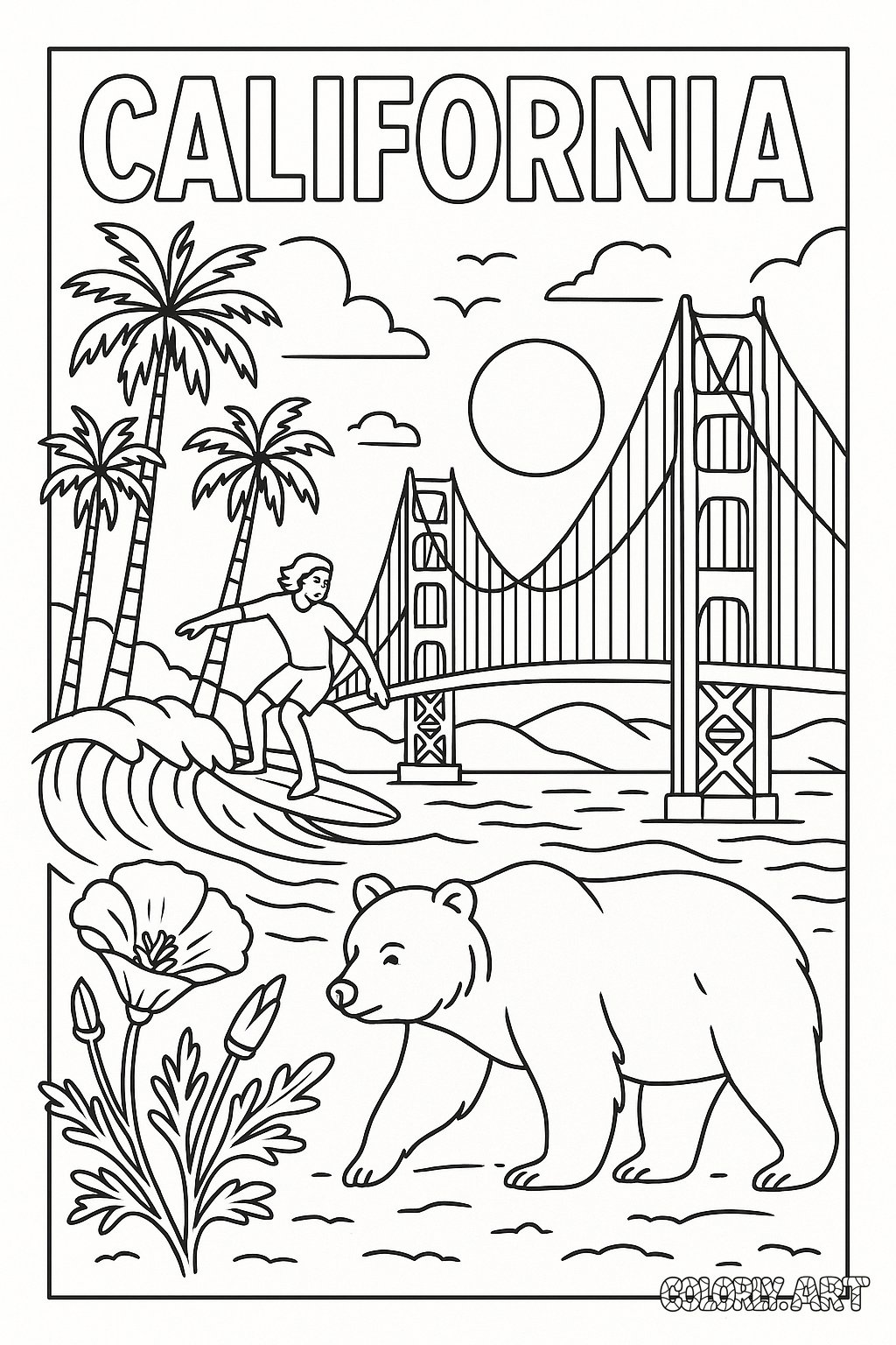 California Adventure Coloring Book Page Colorly.art