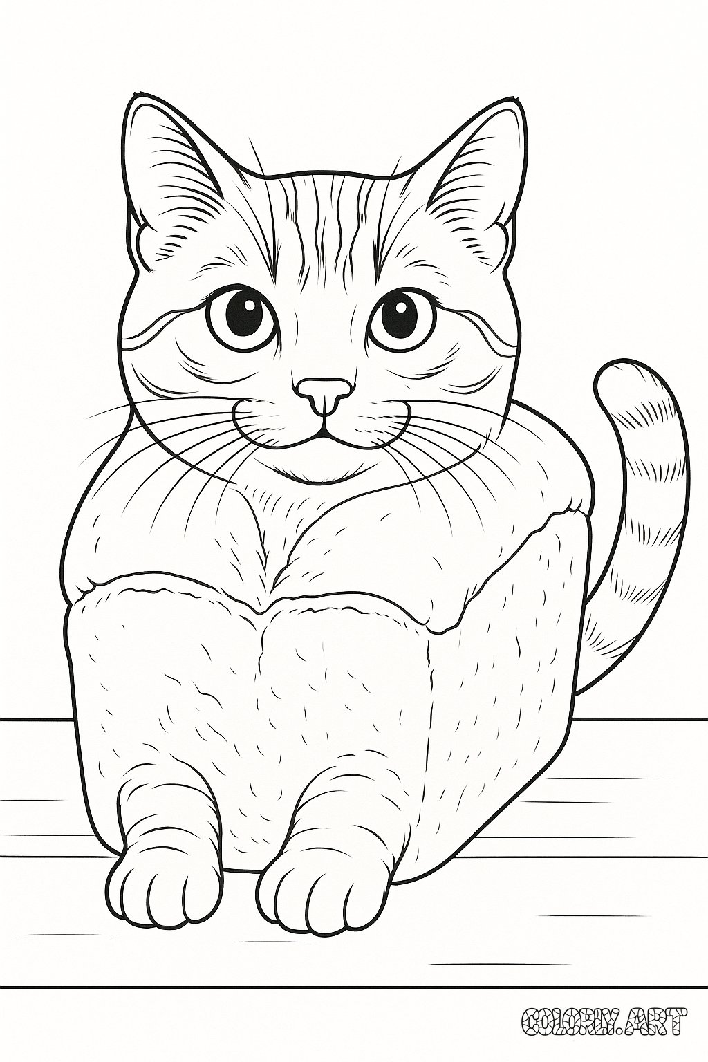 Cat Loaf Coloring Coloring Book Page Colorly.art V2 
