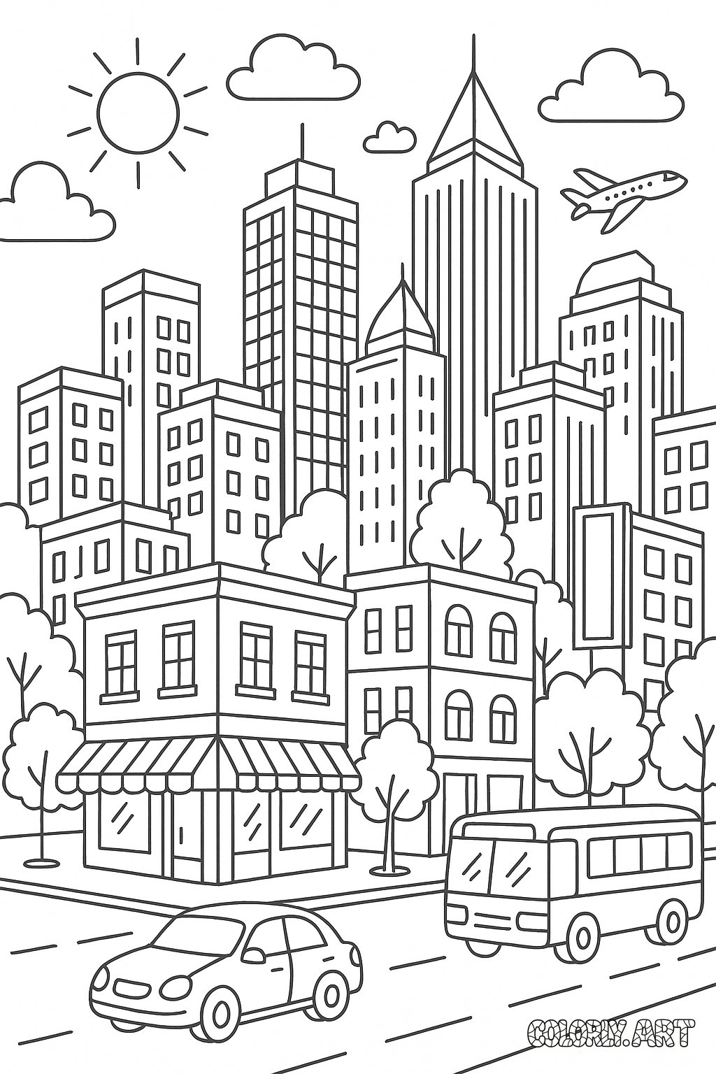 City Page Coloring Book Page Colorly.art