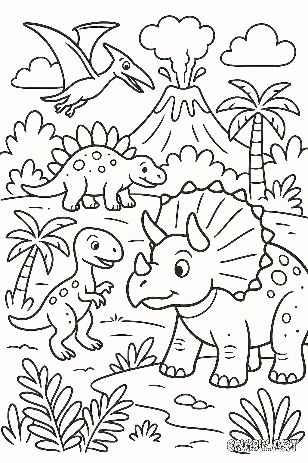 Dinosaurs Page Coloring Book Page Colorly.art V2 
