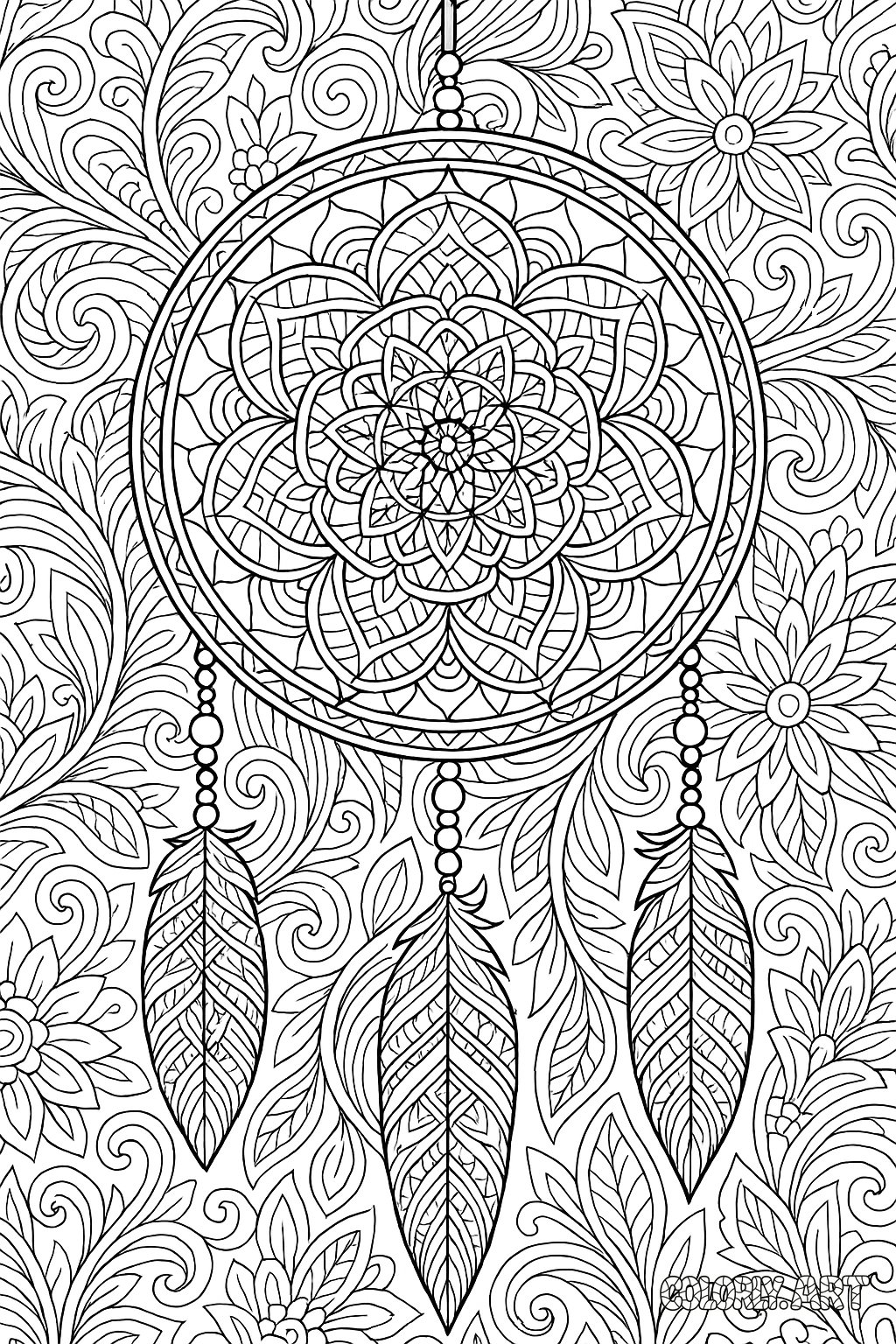 Dream Catcher Pattern Coloring Book Page Colorly.art V2 