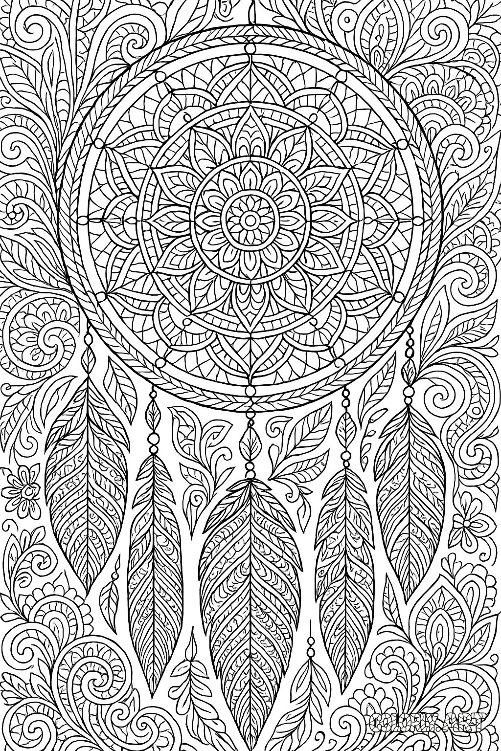 Dream Catcher Pattern Coloring Book Page Colorly.art V3