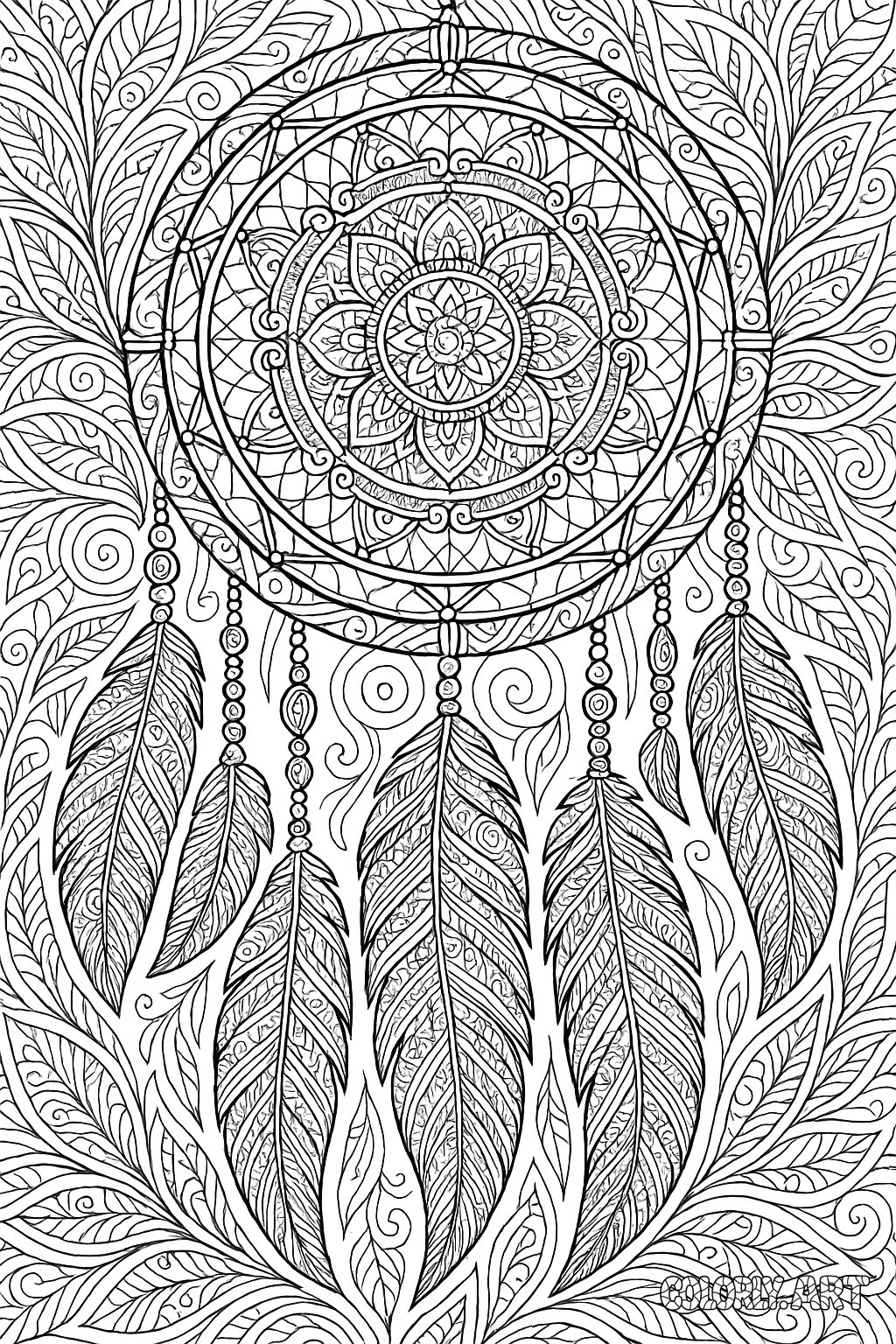Dream Catcher Pattern Coloring Book Page Colorly.art