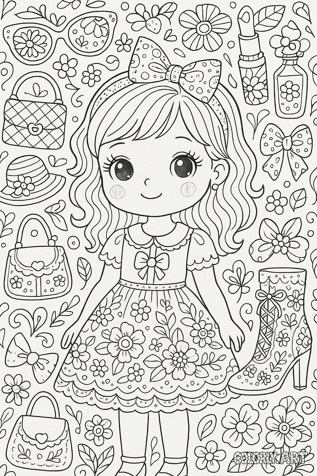 Fashion Coloring Pattern Coloring Book Page Colorly.art V2 