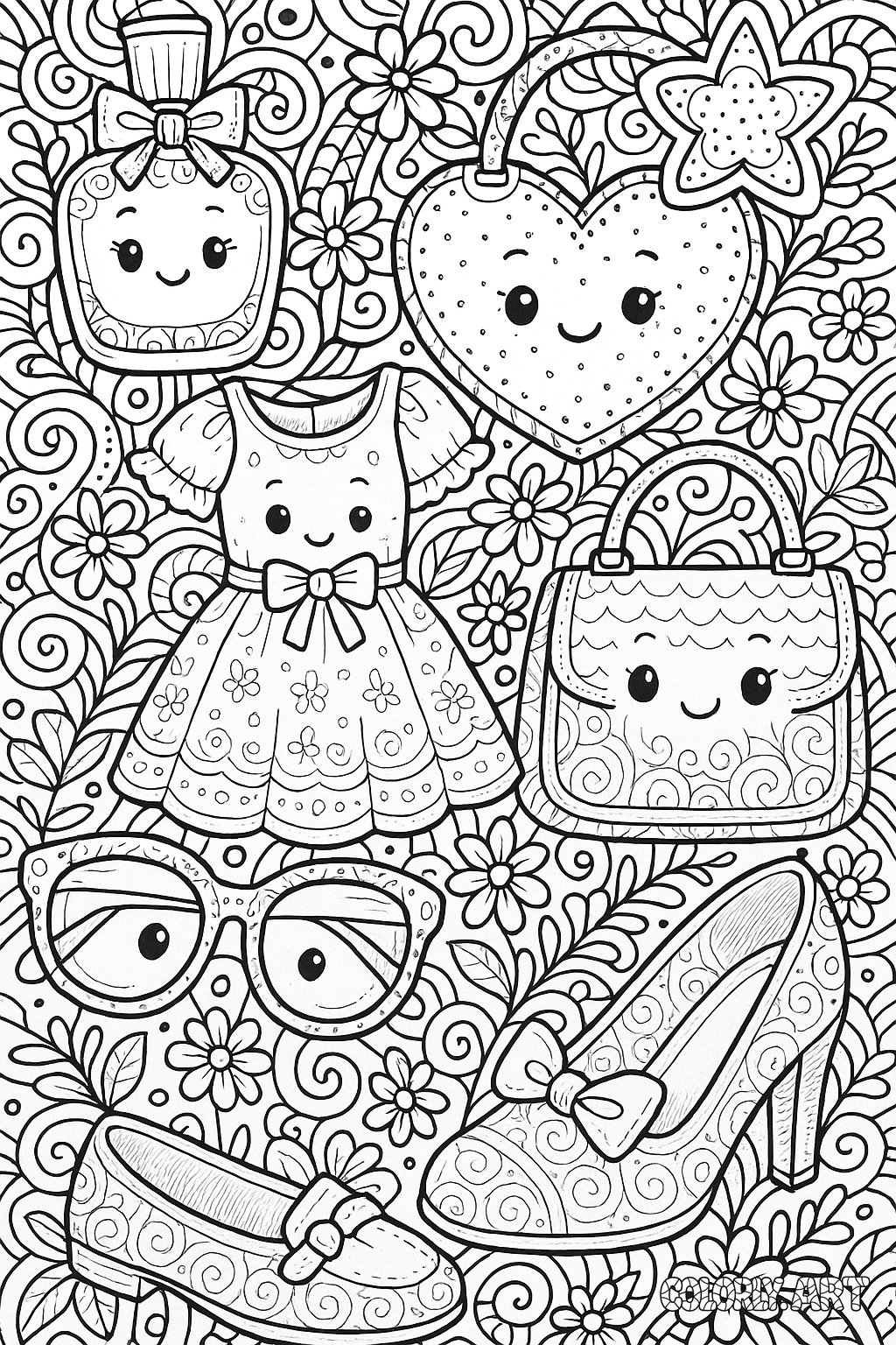 Fashion Coloring Pattern Coloring Book Page Colorly.art
