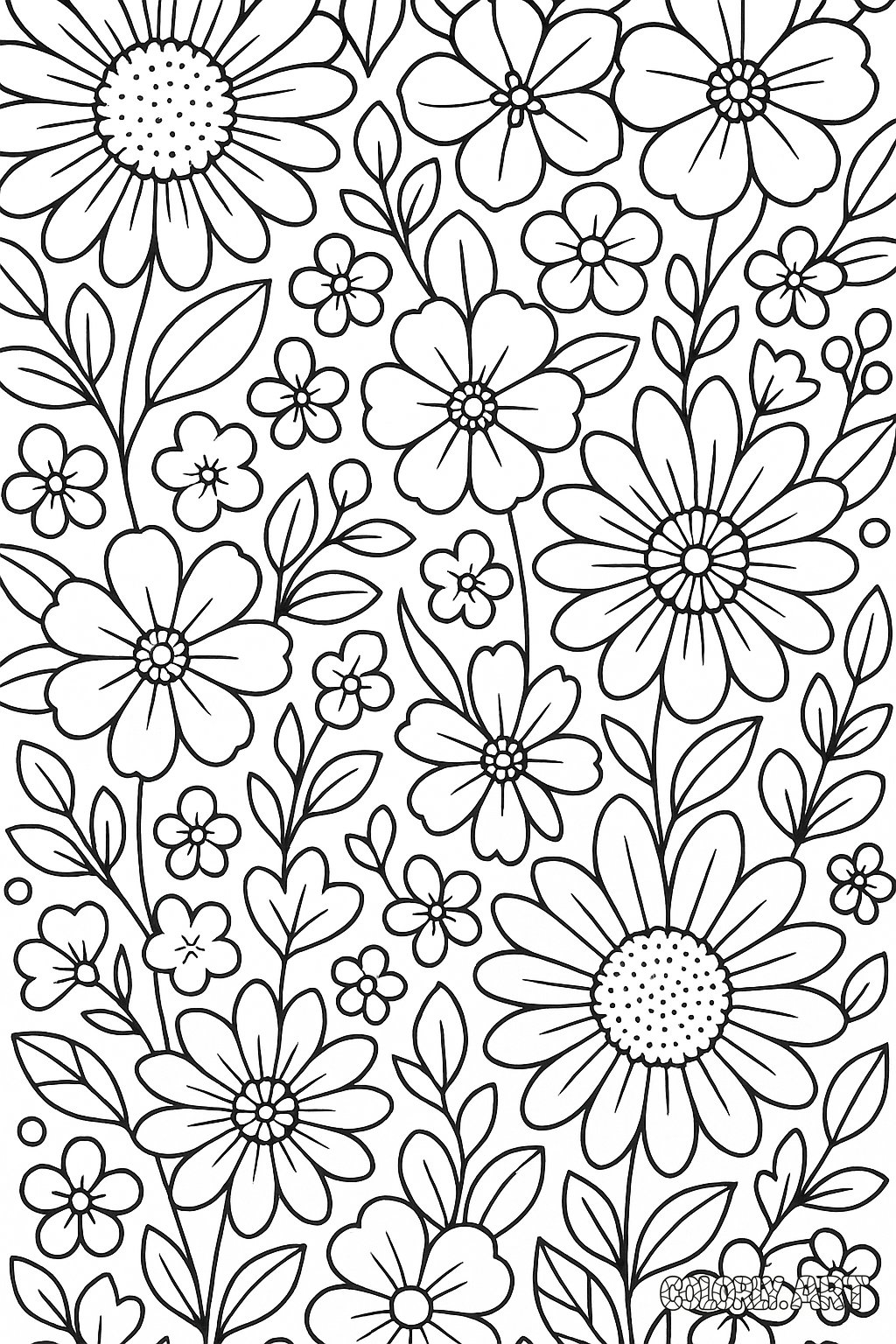 Floral Pattern V2 Coloring Book Page Coloring Scene Image Colorly.art