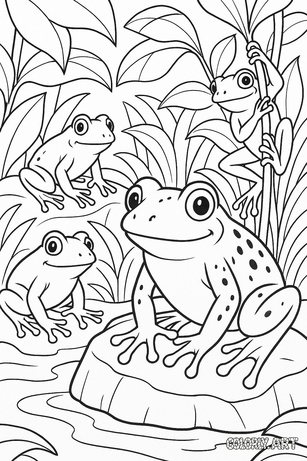 Frogs Coloring Book Page Colorly.art V2 