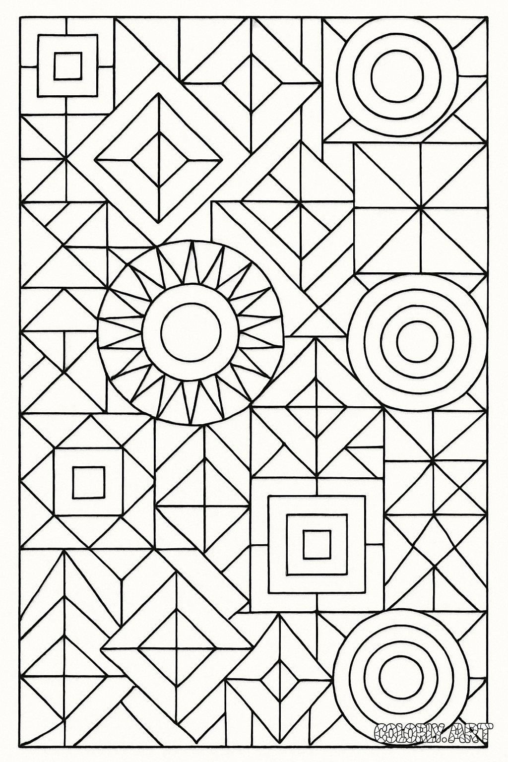 Geometric Patterns Coloring Book Page Colorly.art