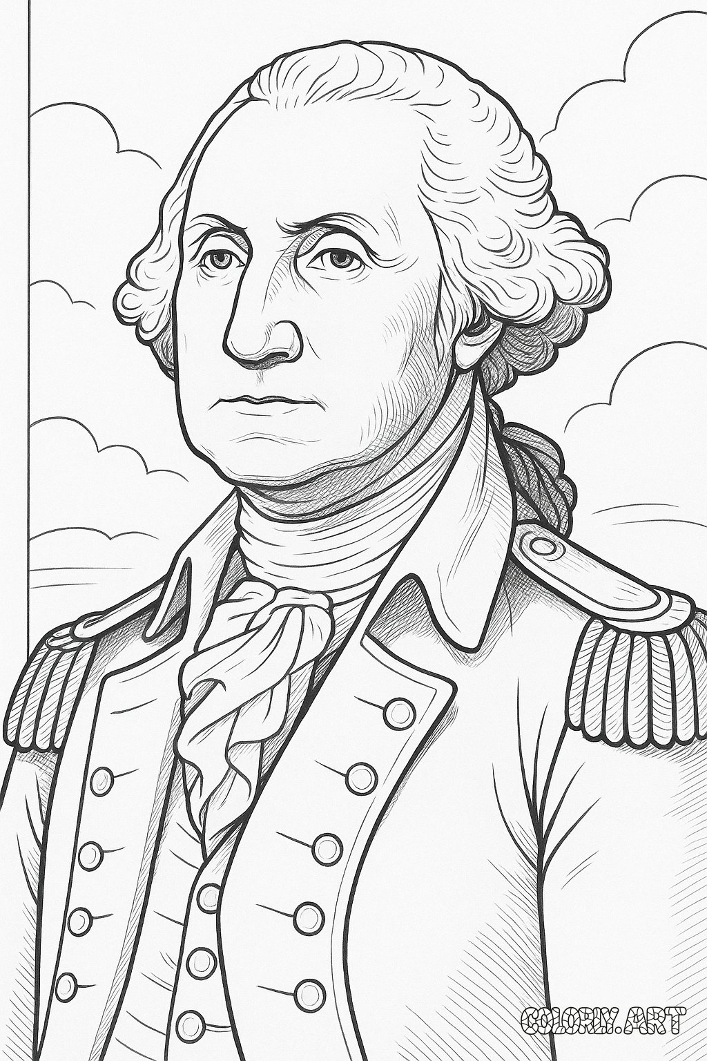 George Washington Page Coloring Book Page Colorly.art V2 