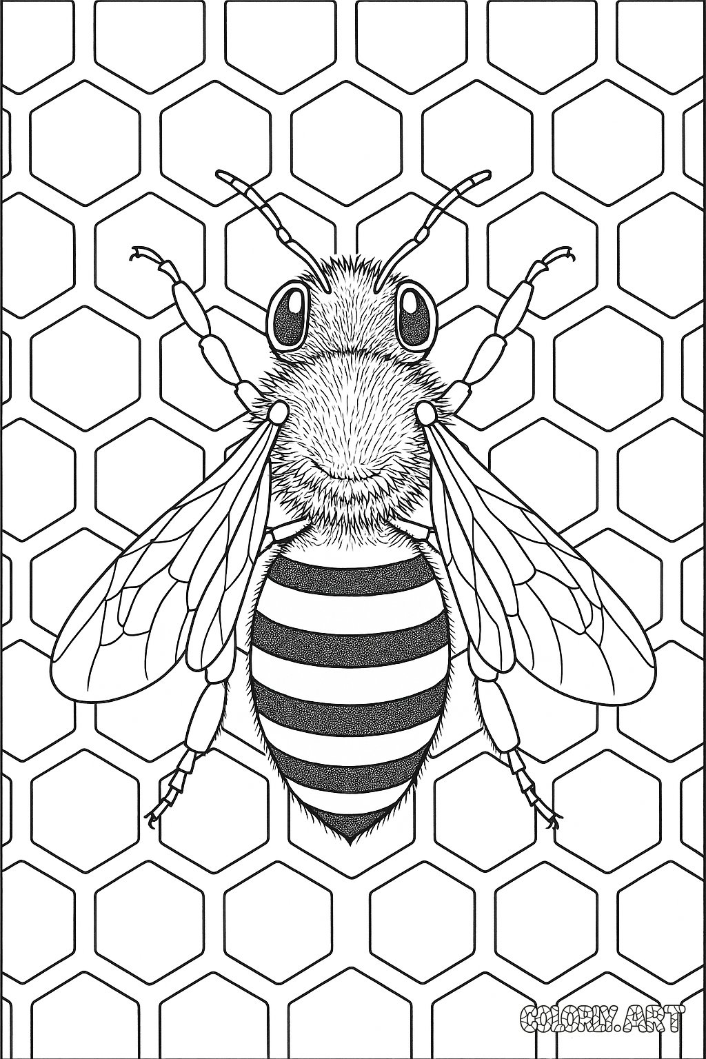 Honey Bee Comb Coloring Book Page Colorly.art