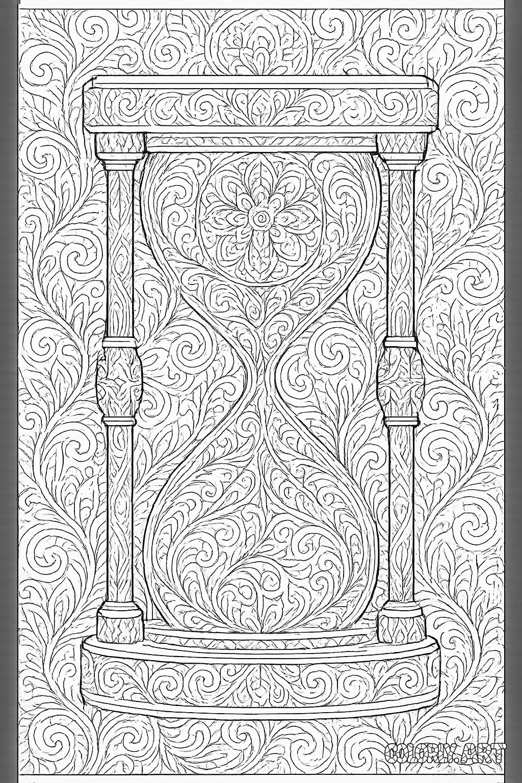Hourglass Coloring Pattern Coloring Book Page Colorly.art V2 