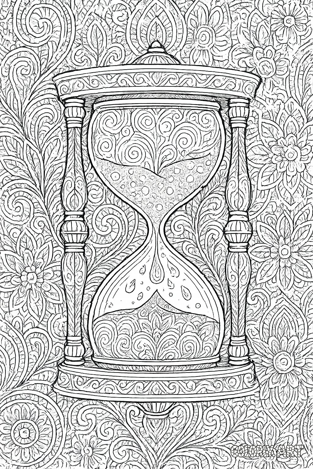 Hourglass Coloring Pattern Coloring Book Page Colorly.art