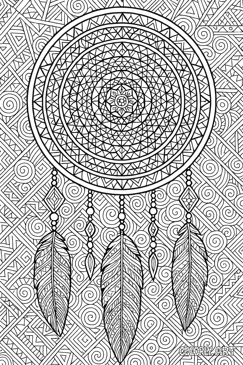 Intricate Dreamcatcher Design Coloring Book Page Colorly.art