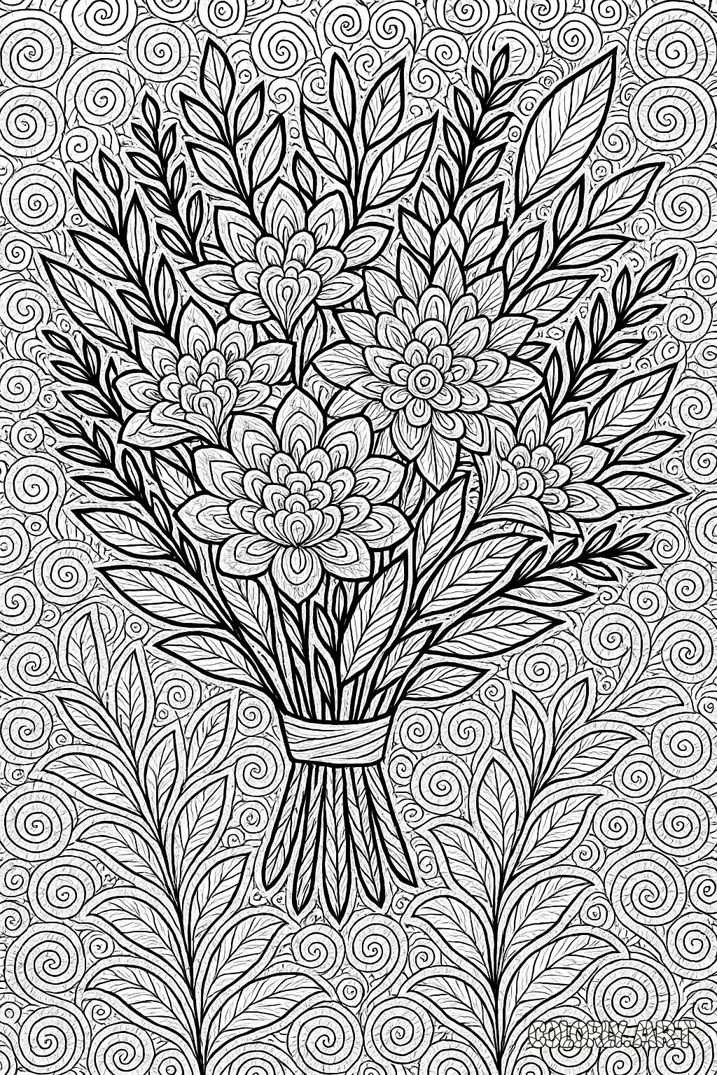Intricate Floral Patterns Coloring Book Page Colorly.art