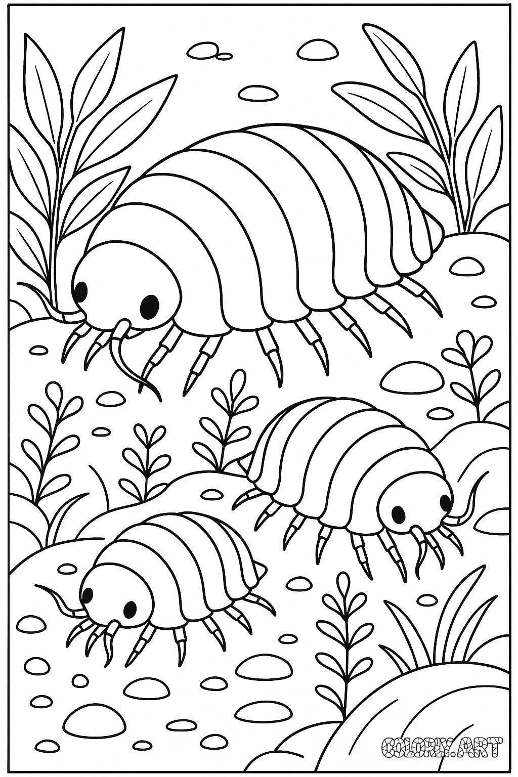 Isopod Family Coloring Book Page Colorly.art