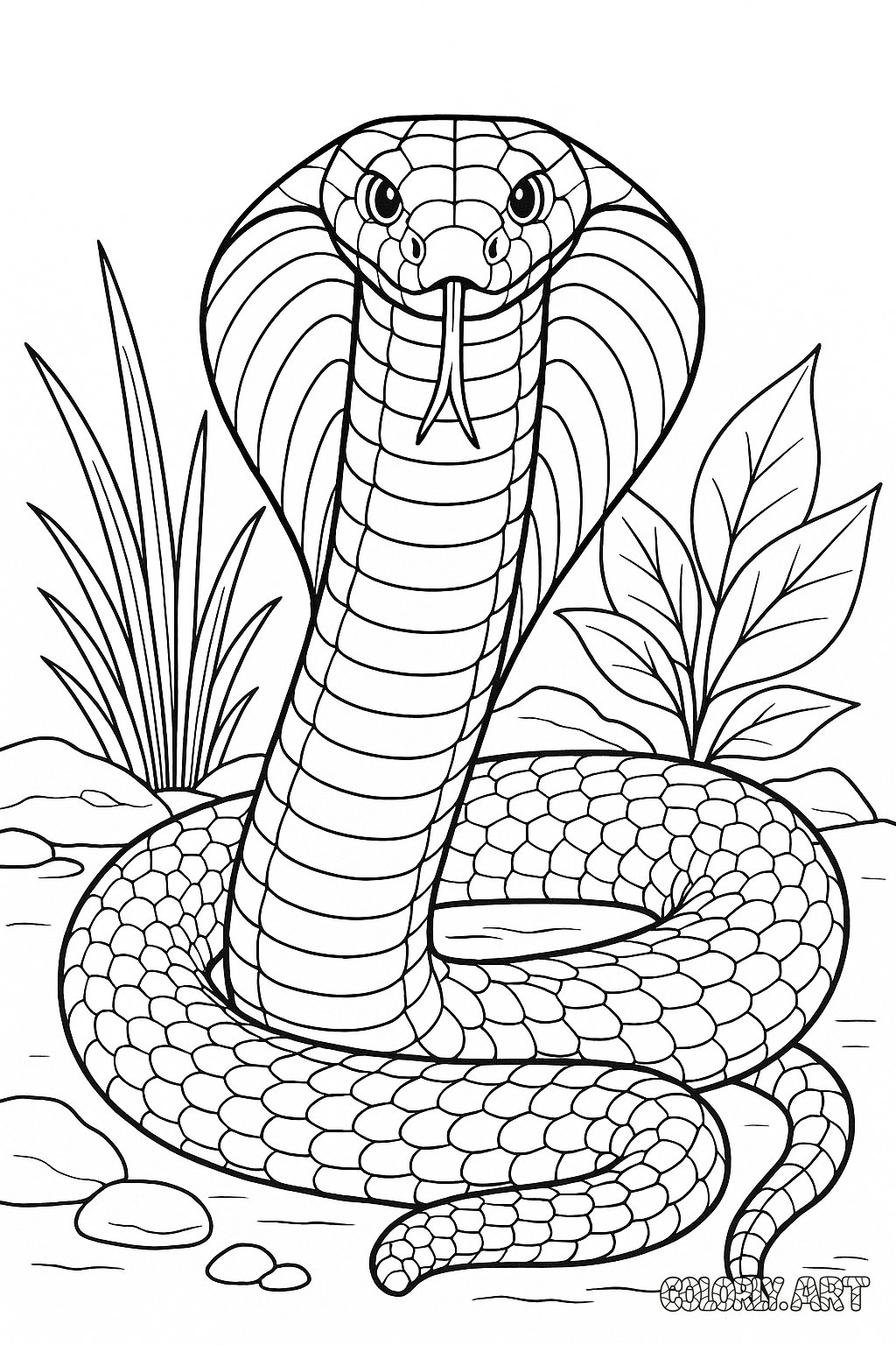 King Cobra Coloring Book Page Colorly.art