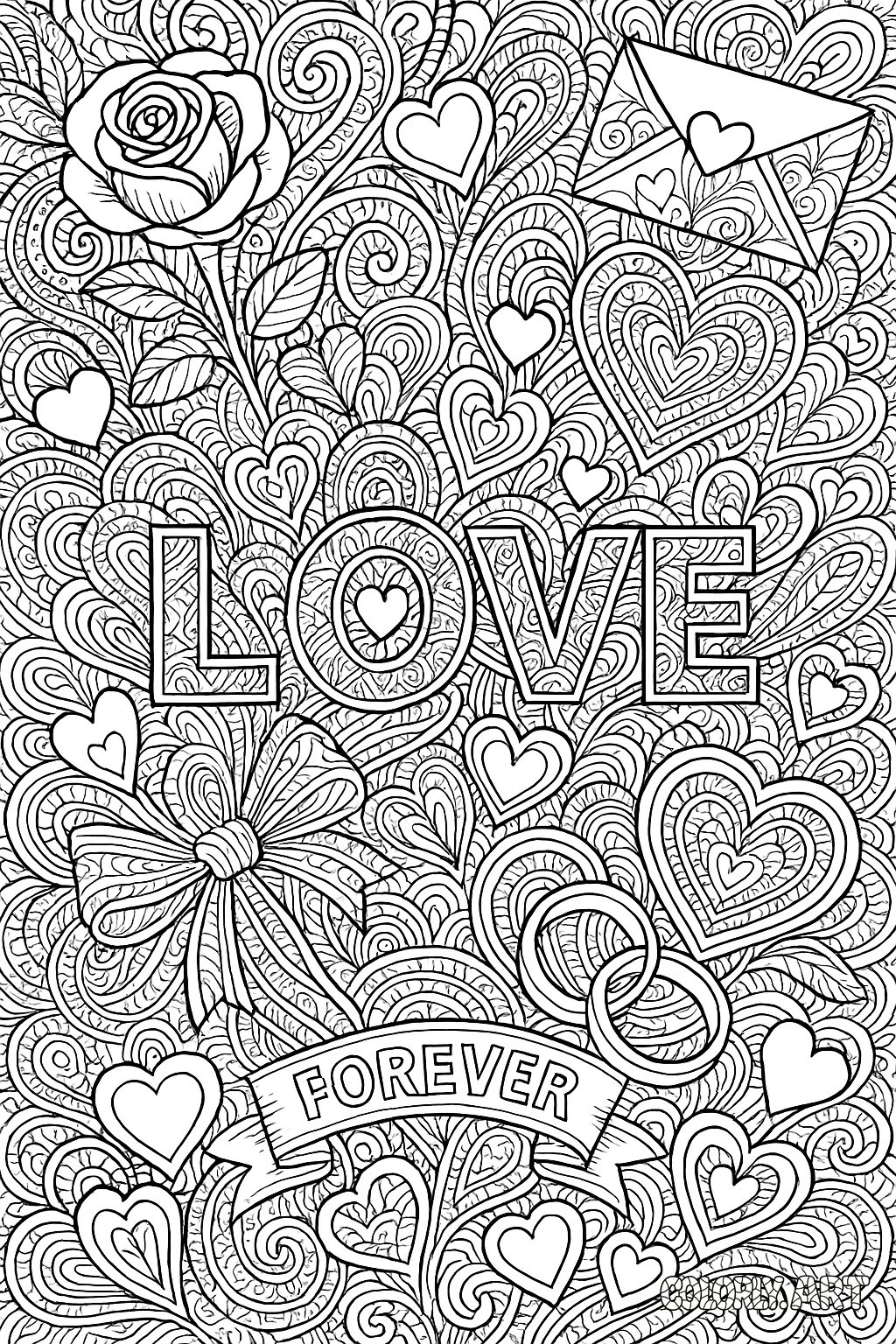 Love Pattern Design Coloring Book Page Colorly.art V2 
