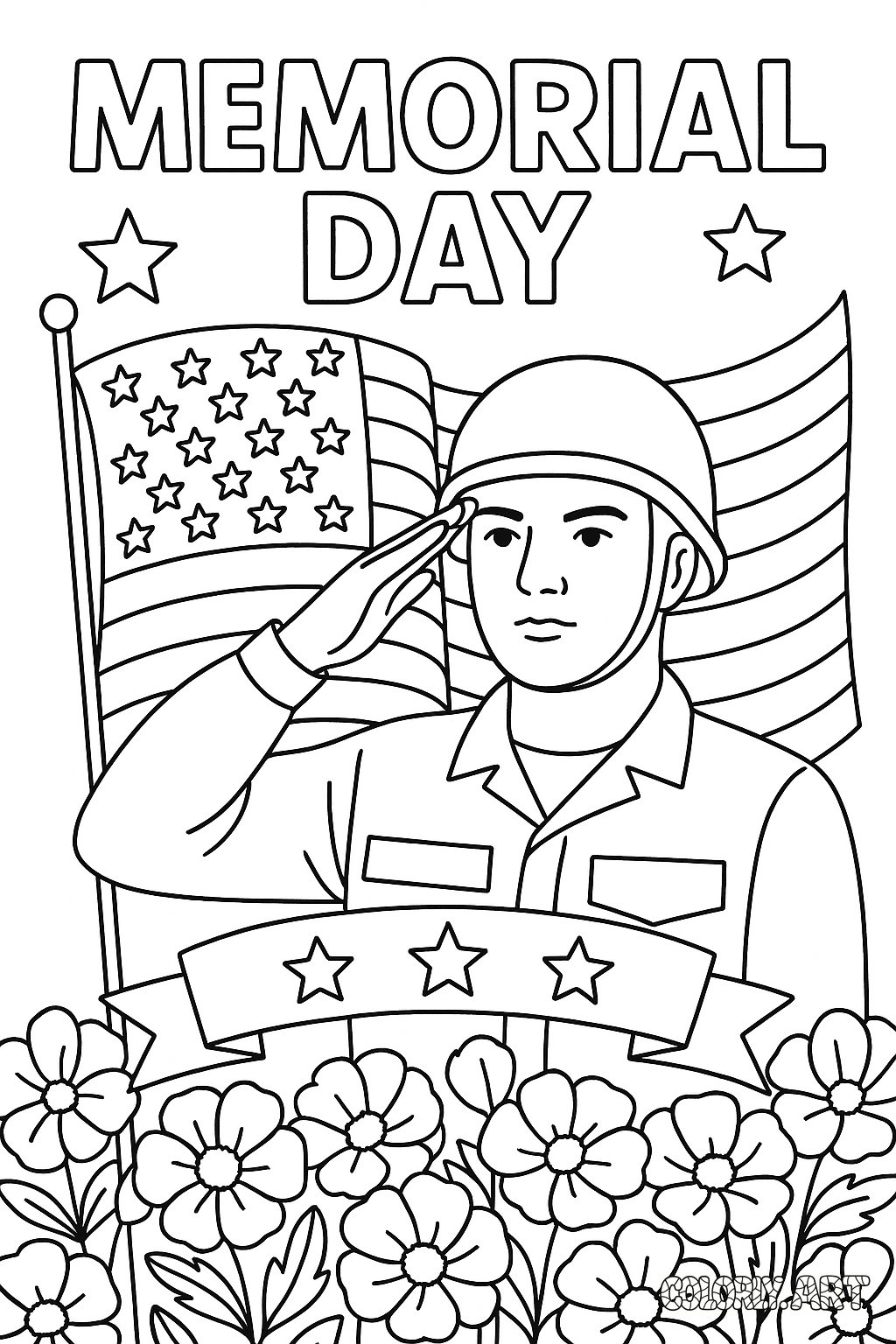 Memorial Day Tribute Coloring Book Page Colorly.art V2 