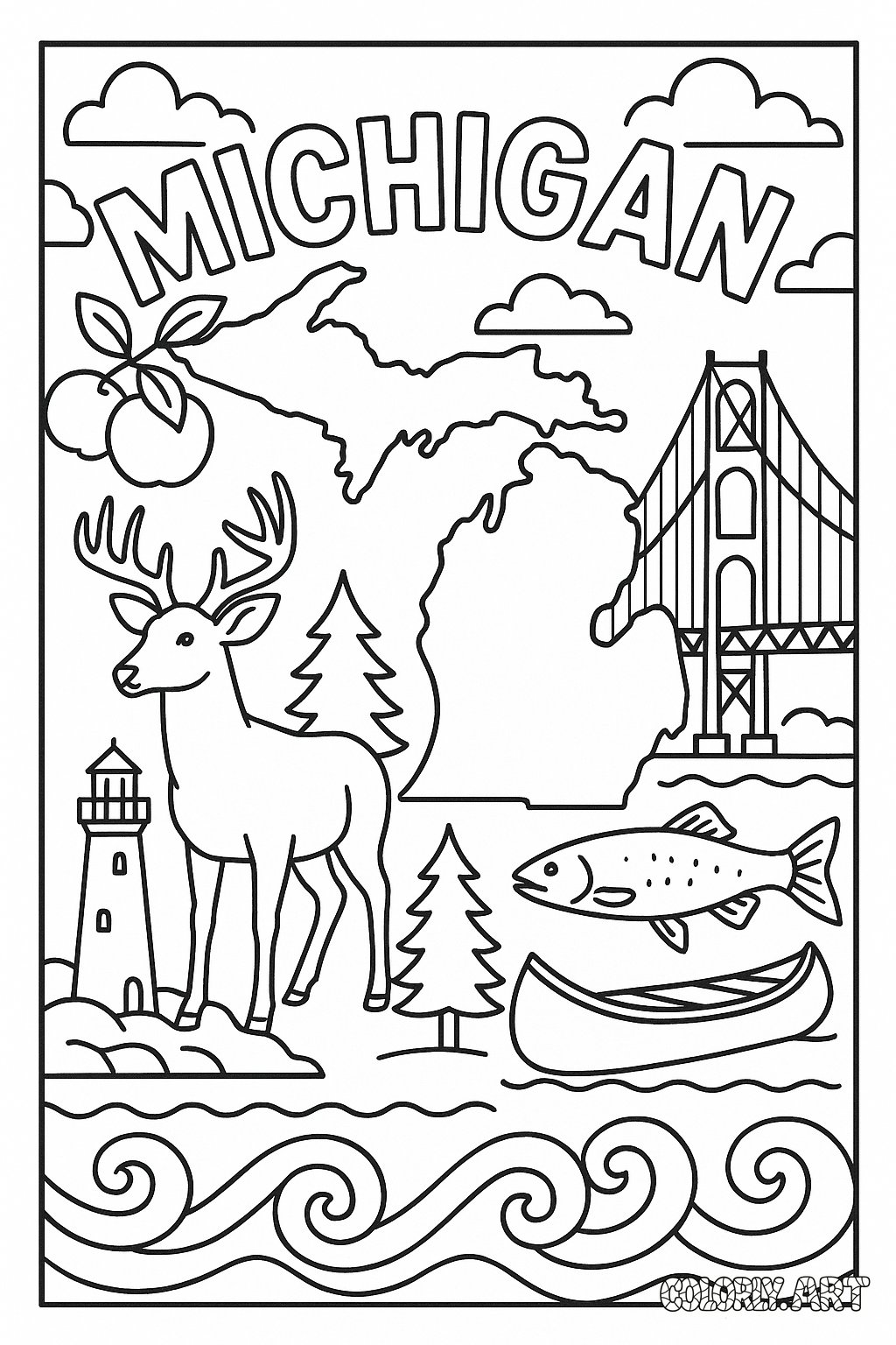 Michigan Page Coloring Book Page Colorly.art V2 