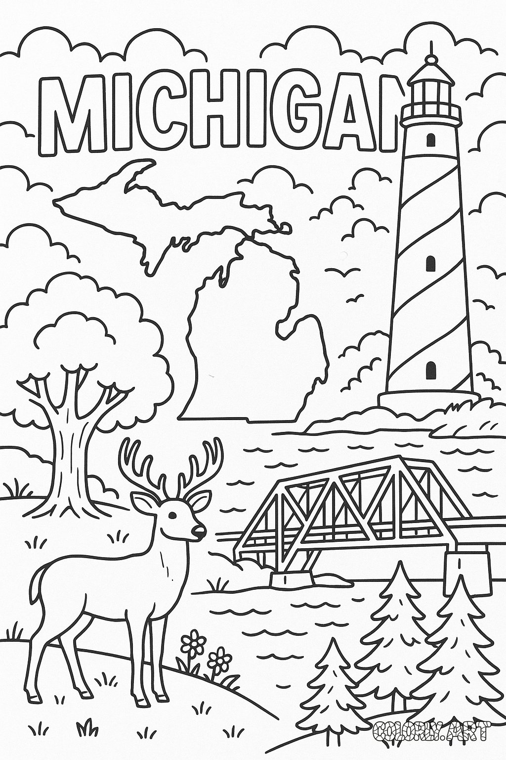 Michigan Page Coloring Book Page Colorly.art