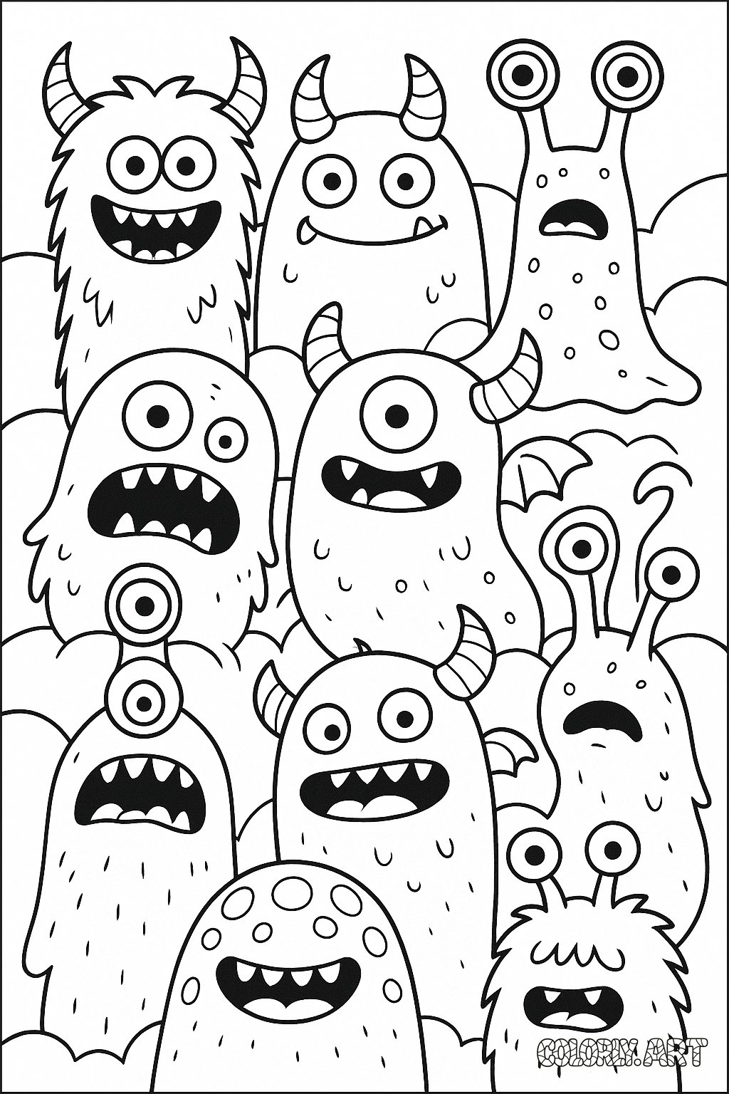 Monstrous Fun Coloring Book Page Colorly.art V2 