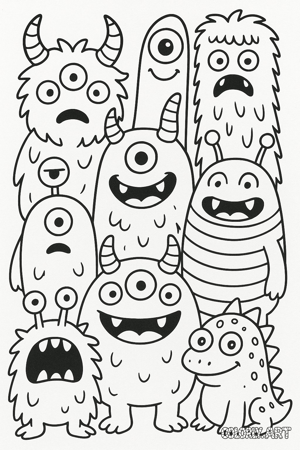 Monstrous Fun Coloring Book Page Colorly.art