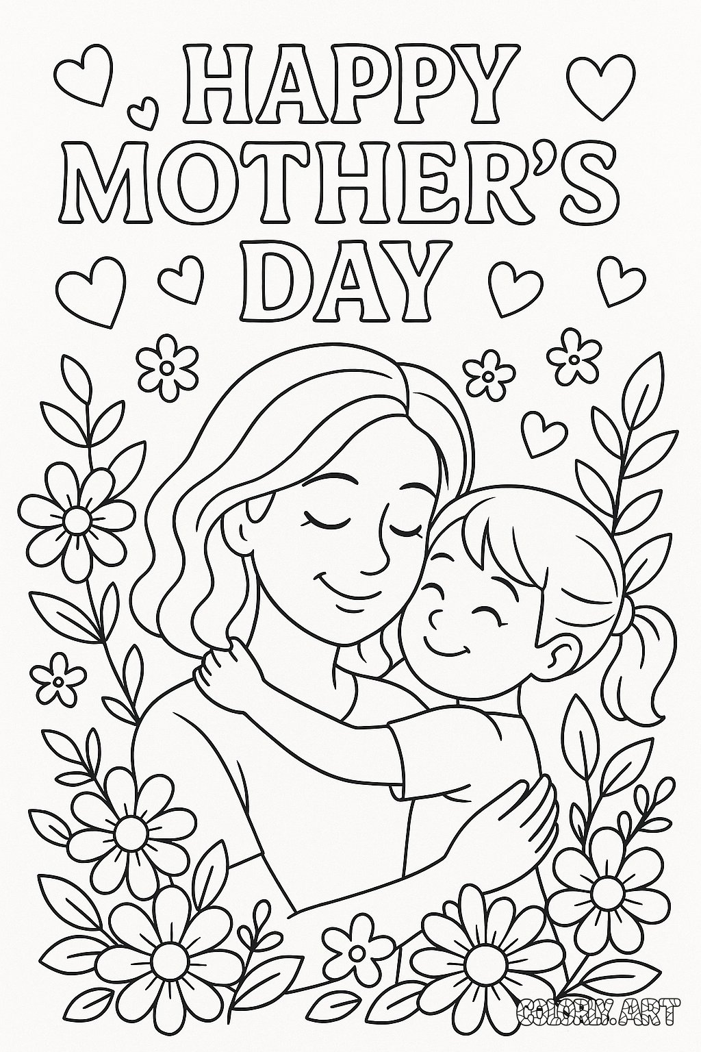 Mother's Day Coloring Book Page Coloring Scene Image Colorly.art.png V2 