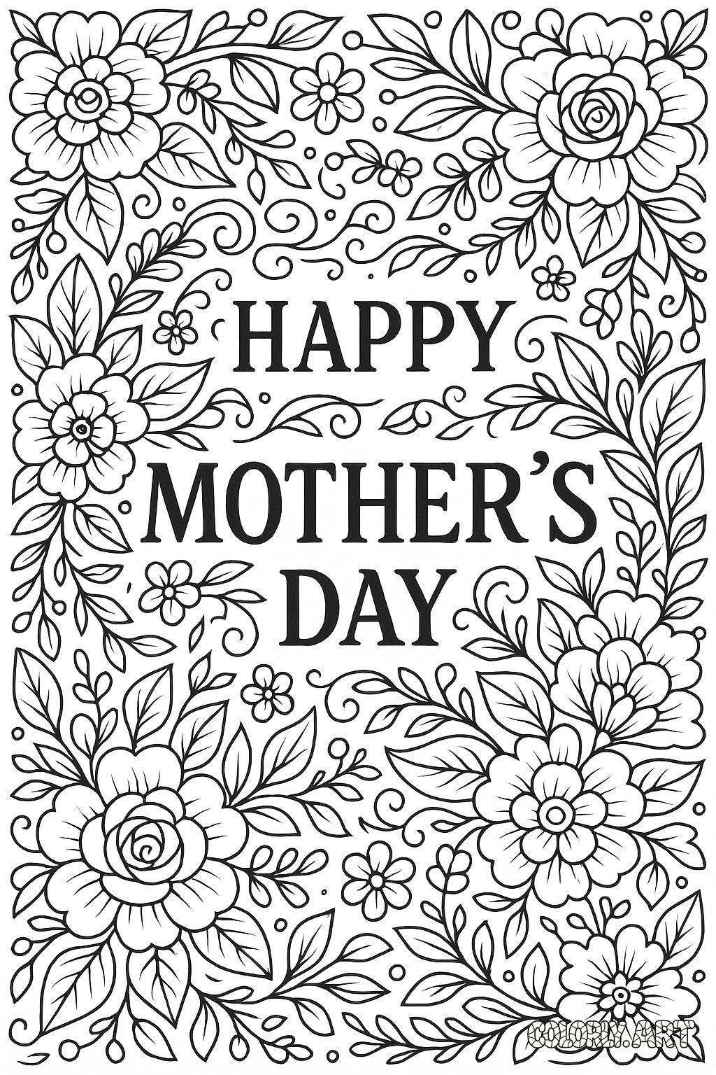 Mother's Day Coloring Book Page Colorly.art V2 