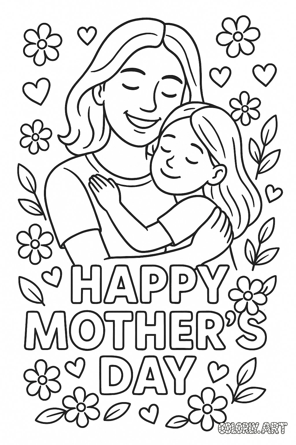 Mother's Day Page Coloring Book Page Colorly.art V2 