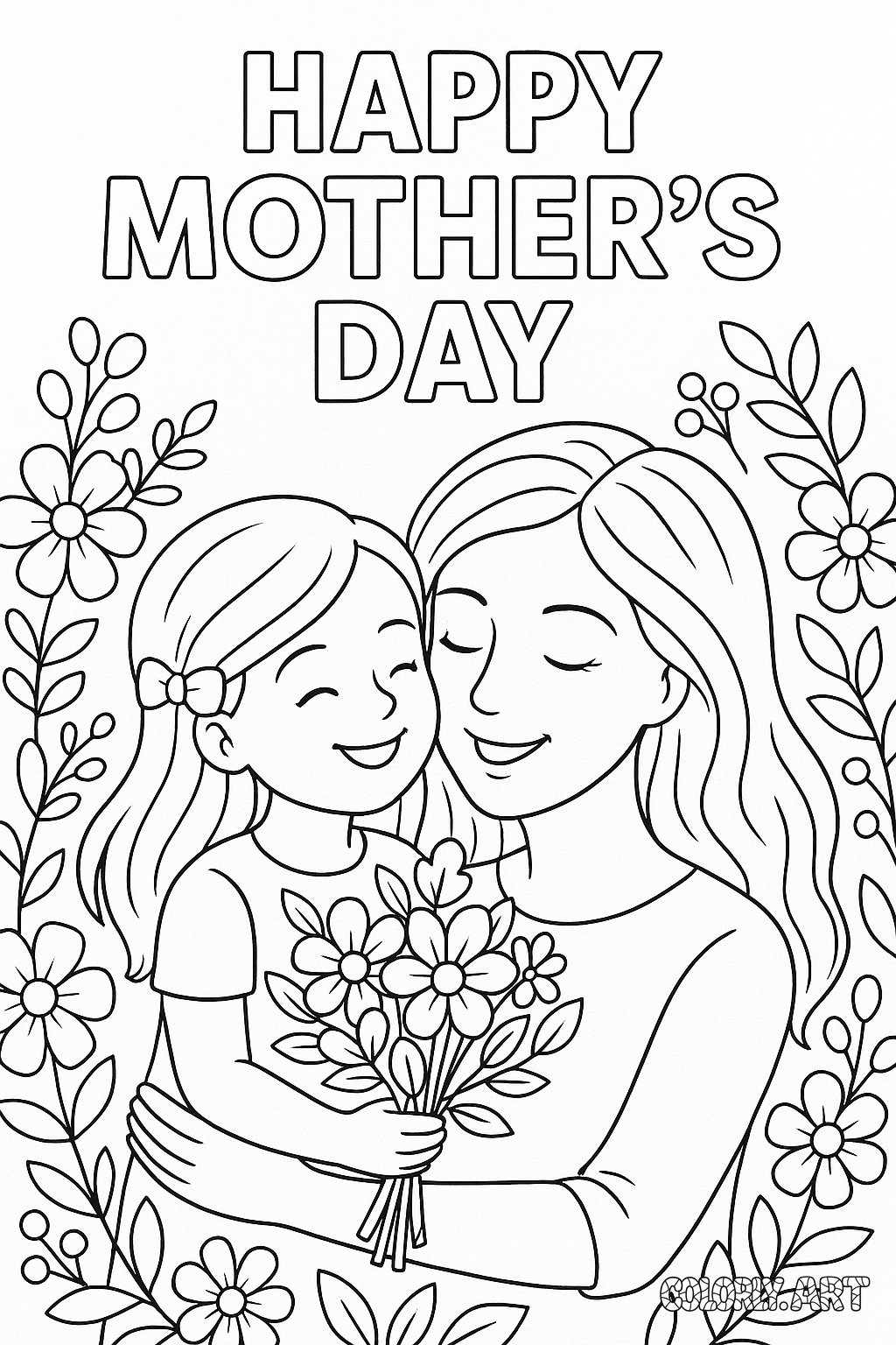Mother's Day Page Coloring Book Page Colorly.art