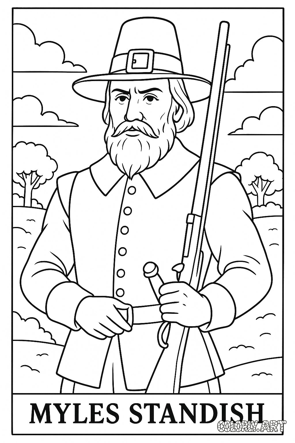 Myles Standish Coloring Book Page Colorly.art V2 