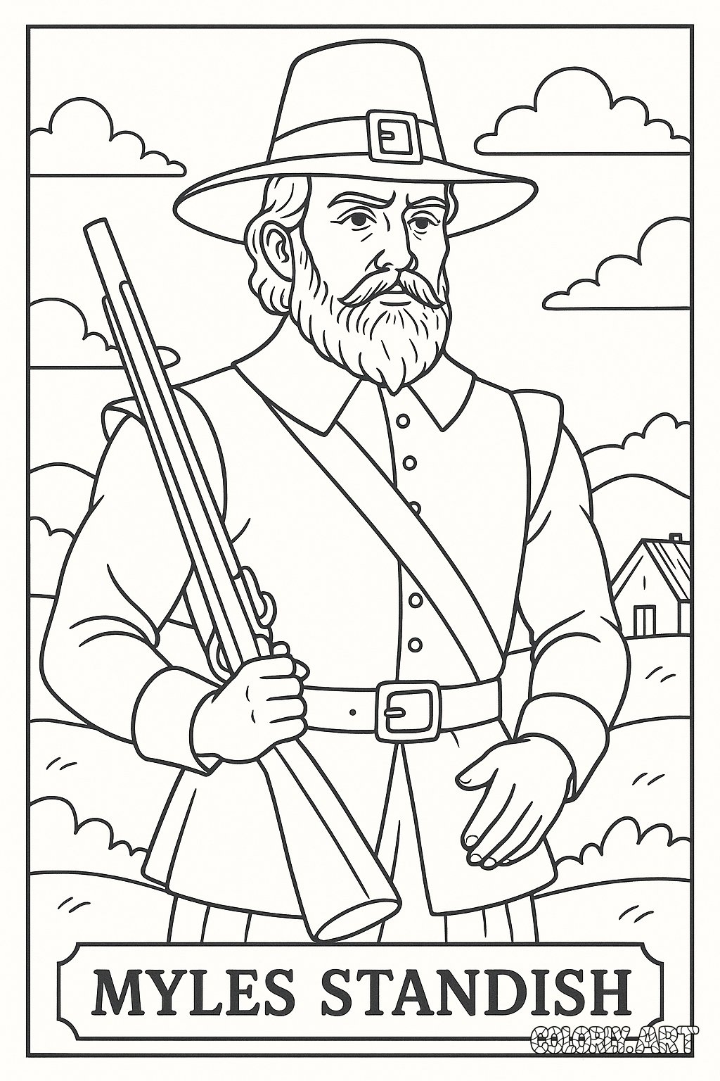 Myles Standish Coloring Book Page Colorly.art