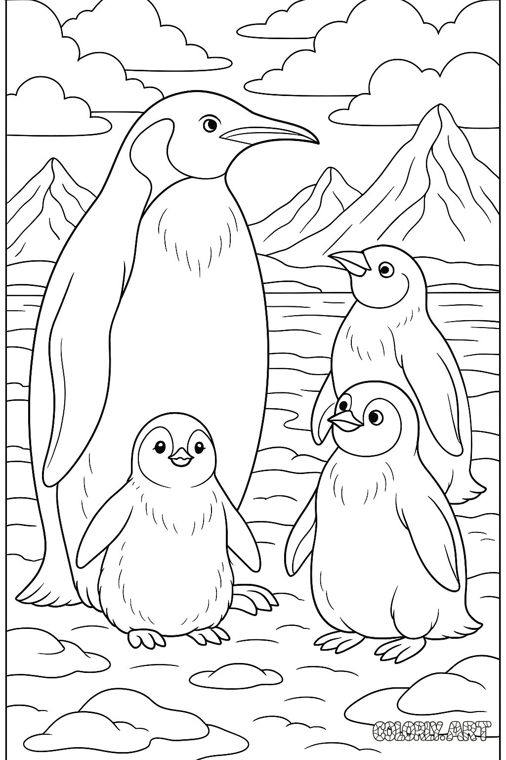 Penguin Coloring Fun Coloring Book Page Colorly.art