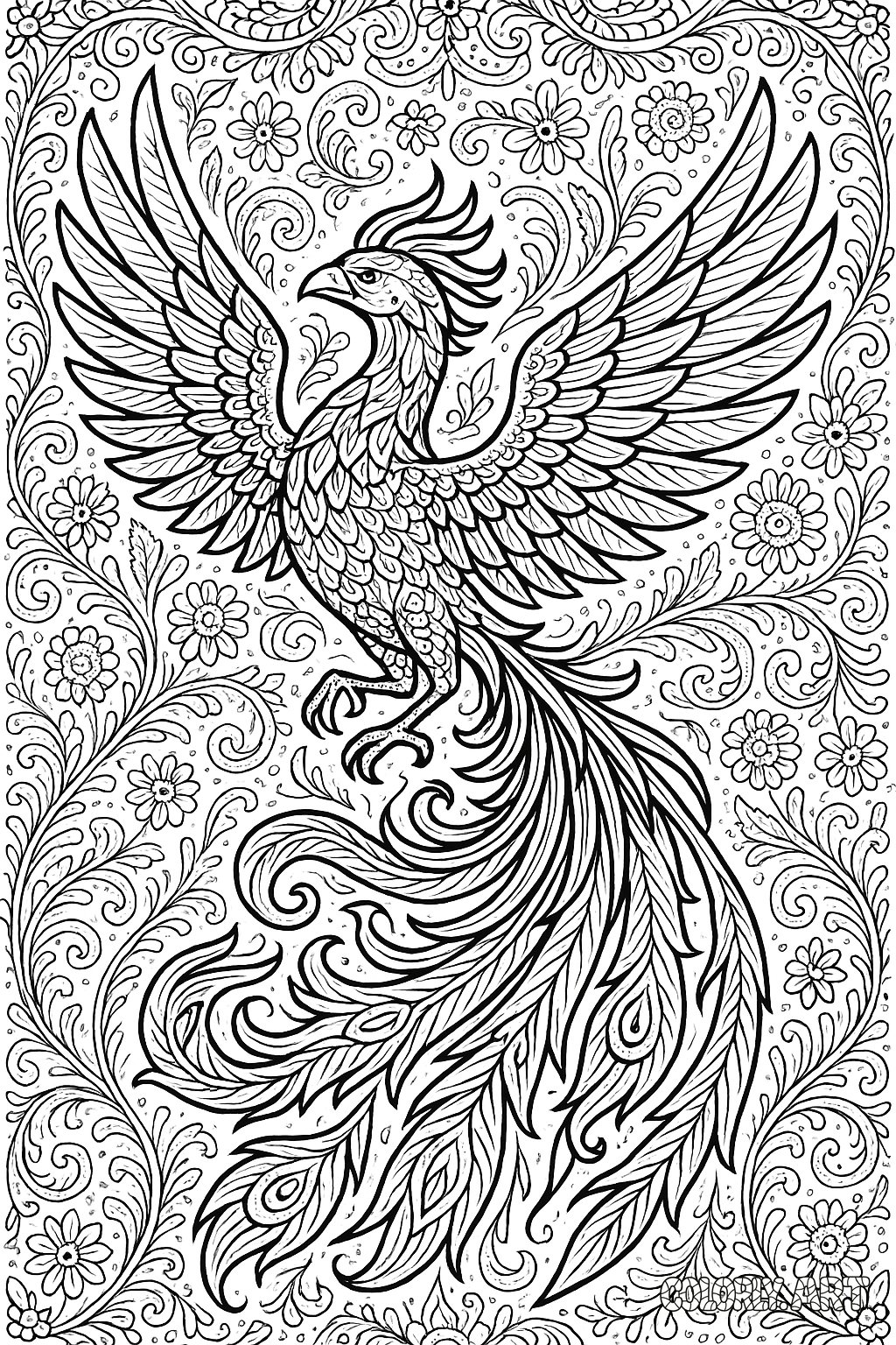 Phoenix Coloring Design 