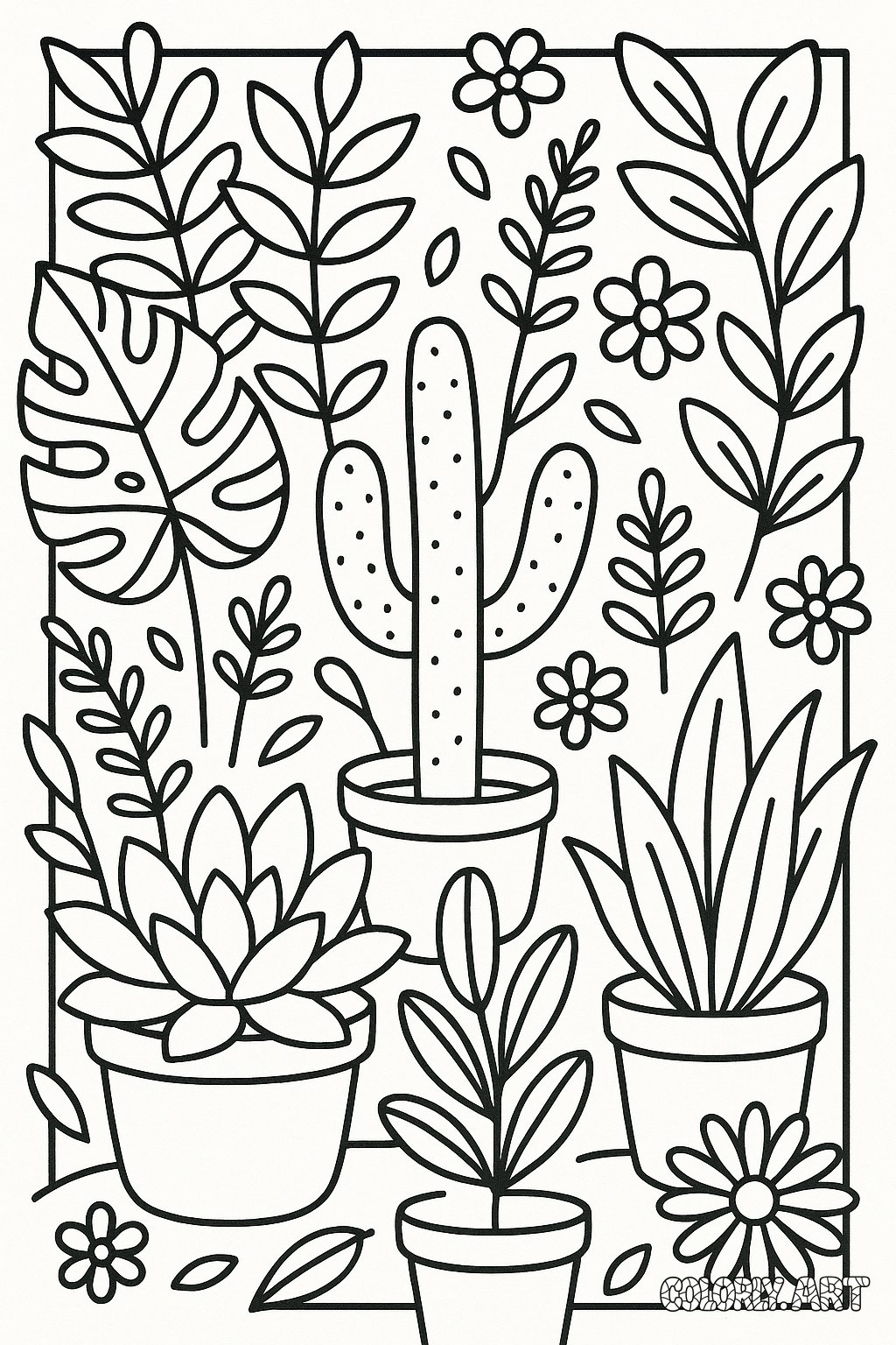Plants Coloring Book Page Colorly.art