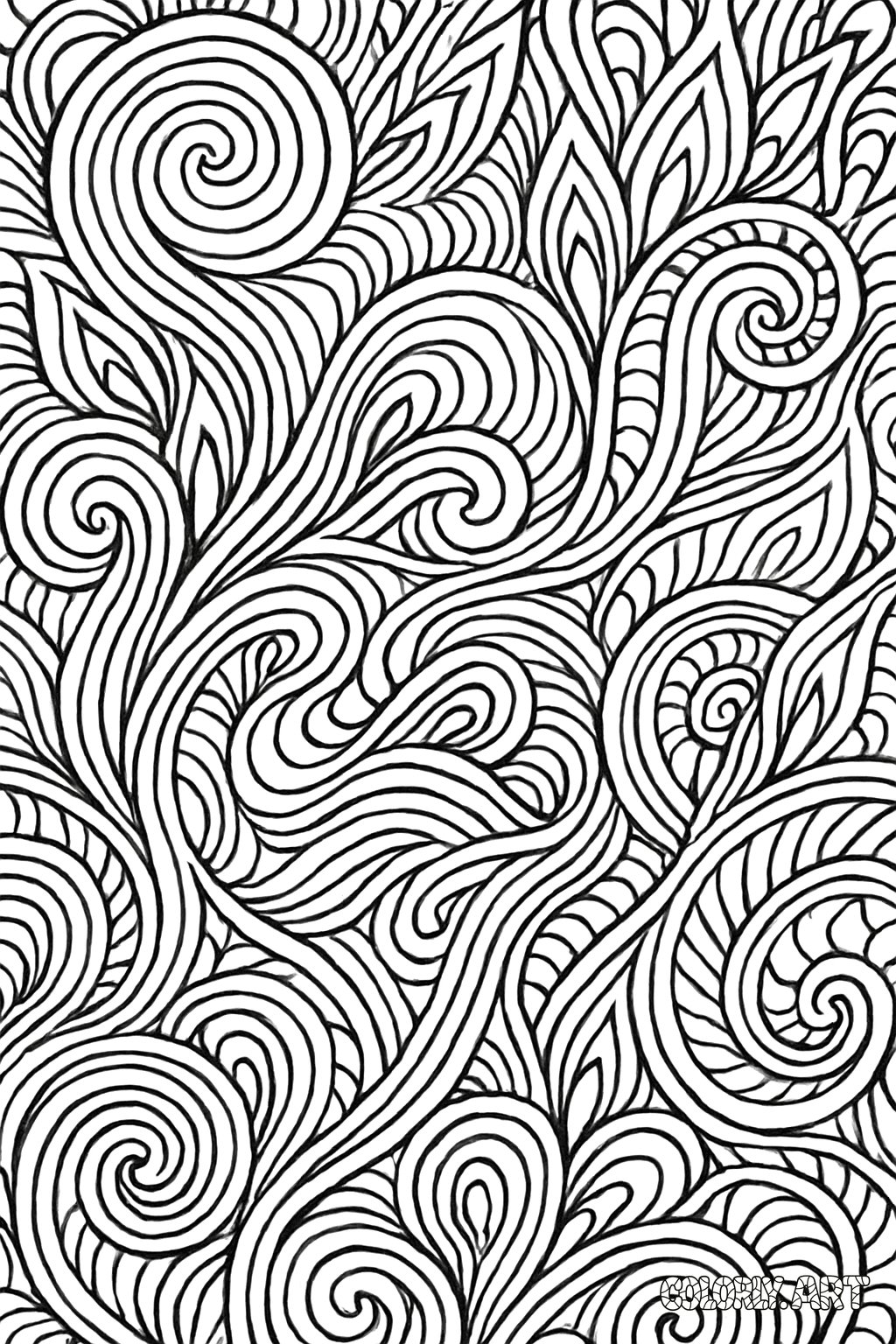 Psychedelic Abstract Design Coloring Book Page Colorly.art V2 