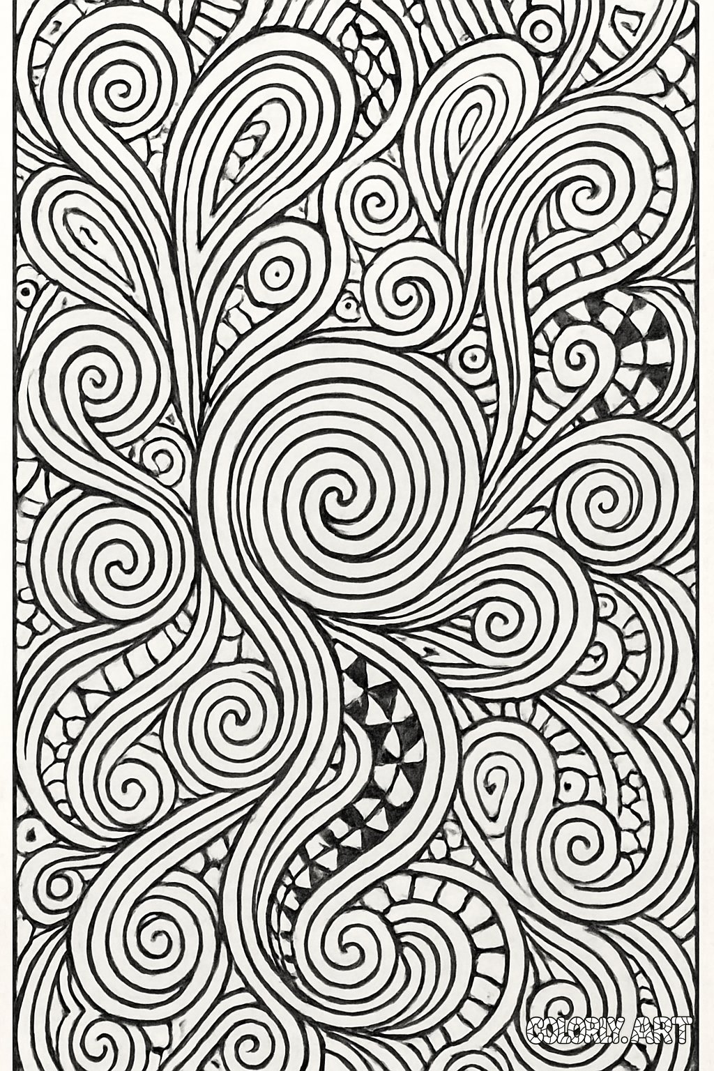Psychedelic Abstract Design Coloring Book Page Colorly.art