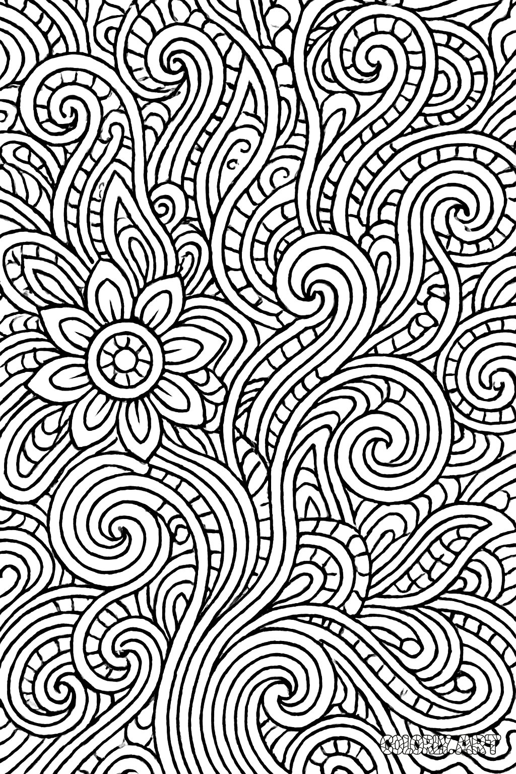 Psychedelic Pattern Coloring Book Page Colorly.art