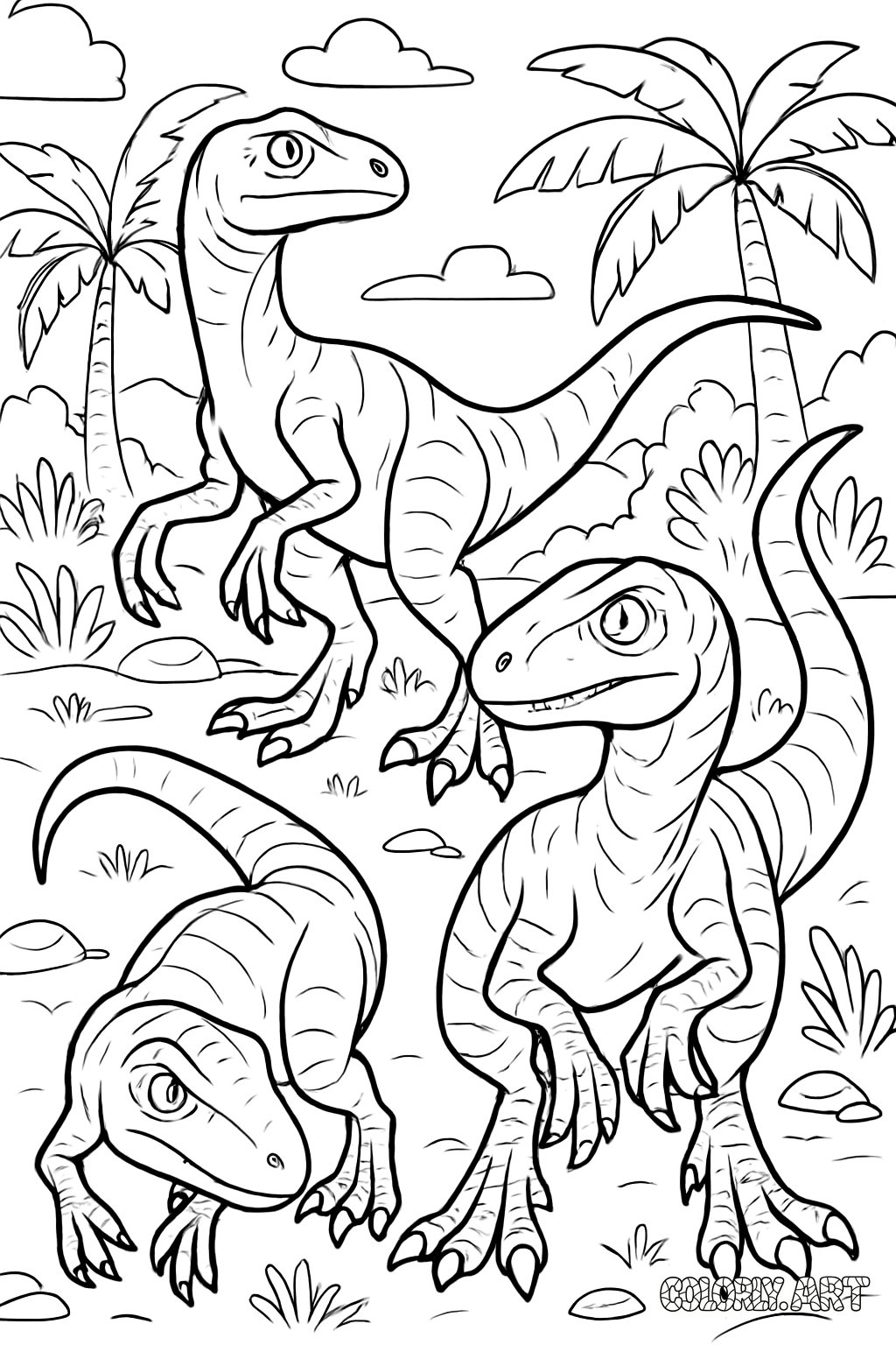 Raptor Page Coloring Book Page Colorly.art V2 