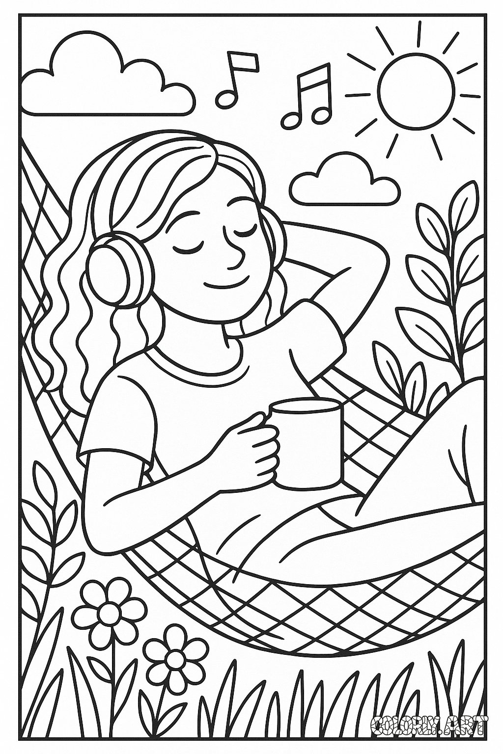 Relaxing Page Coloring Book Page Colorly.art