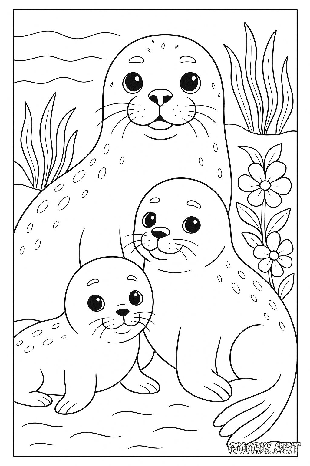 Seal Family Coloring Page Coloring Book Page Colorly.art
