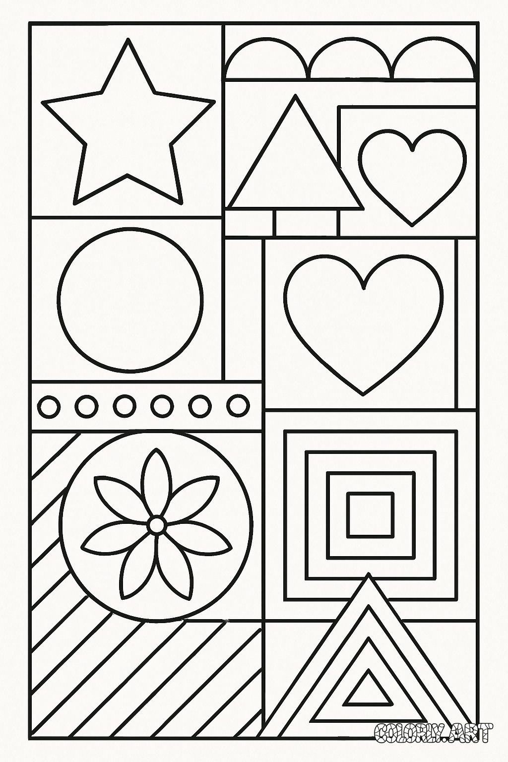 Shapes and Patterns Coloring Book Page Colorly.art V2 